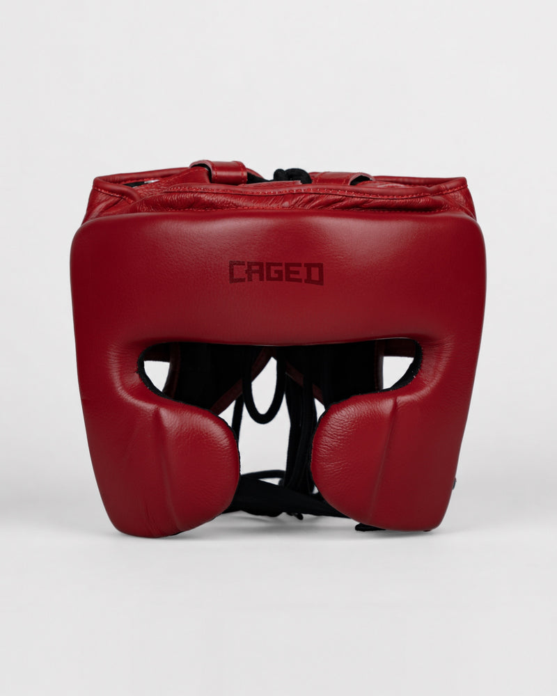 Caged 'X' Series Head Guard - Bordeaux Red/Red