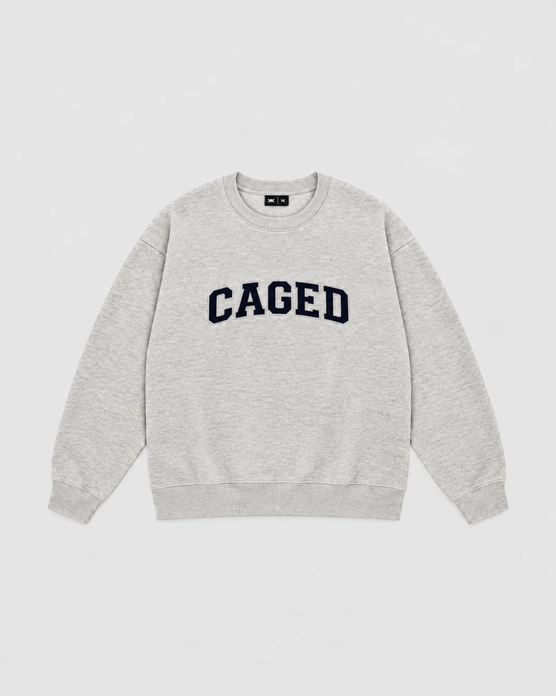 Caged Sweater Varsity - Grey Melange/Navy Blue