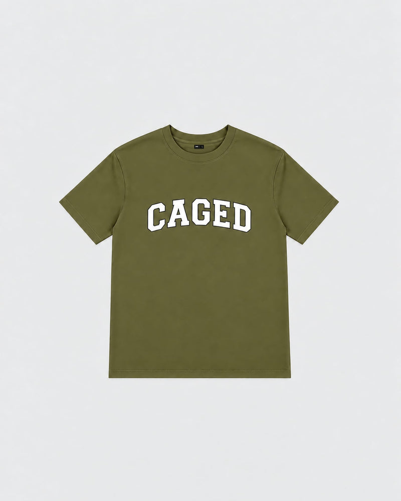Caged T-Shirt Varsity - Khaki Green/White