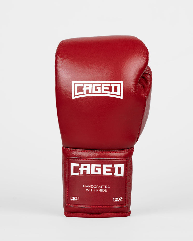 Caged 'X' Series Boxing Gloves Laced - Burgundy/White