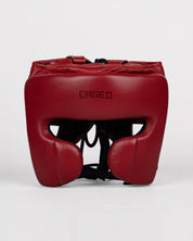 Caged 'X' Series Head Guard - Bordeaux Red/Red