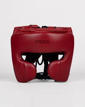 Caged 'X' Series Head Guard - Bordeaux Red/Red