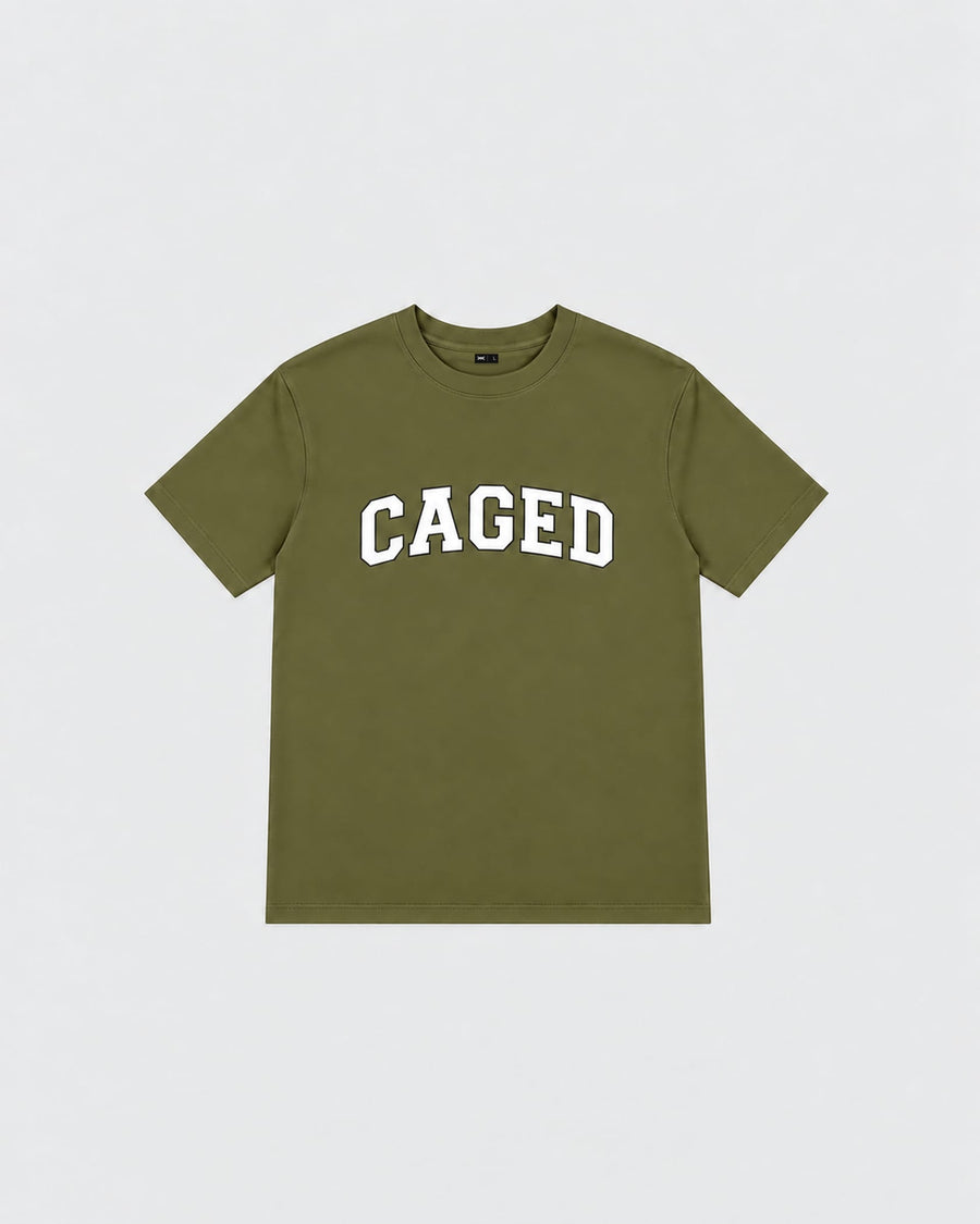 Caged T-Shirt Varsity - Khaki Green/White