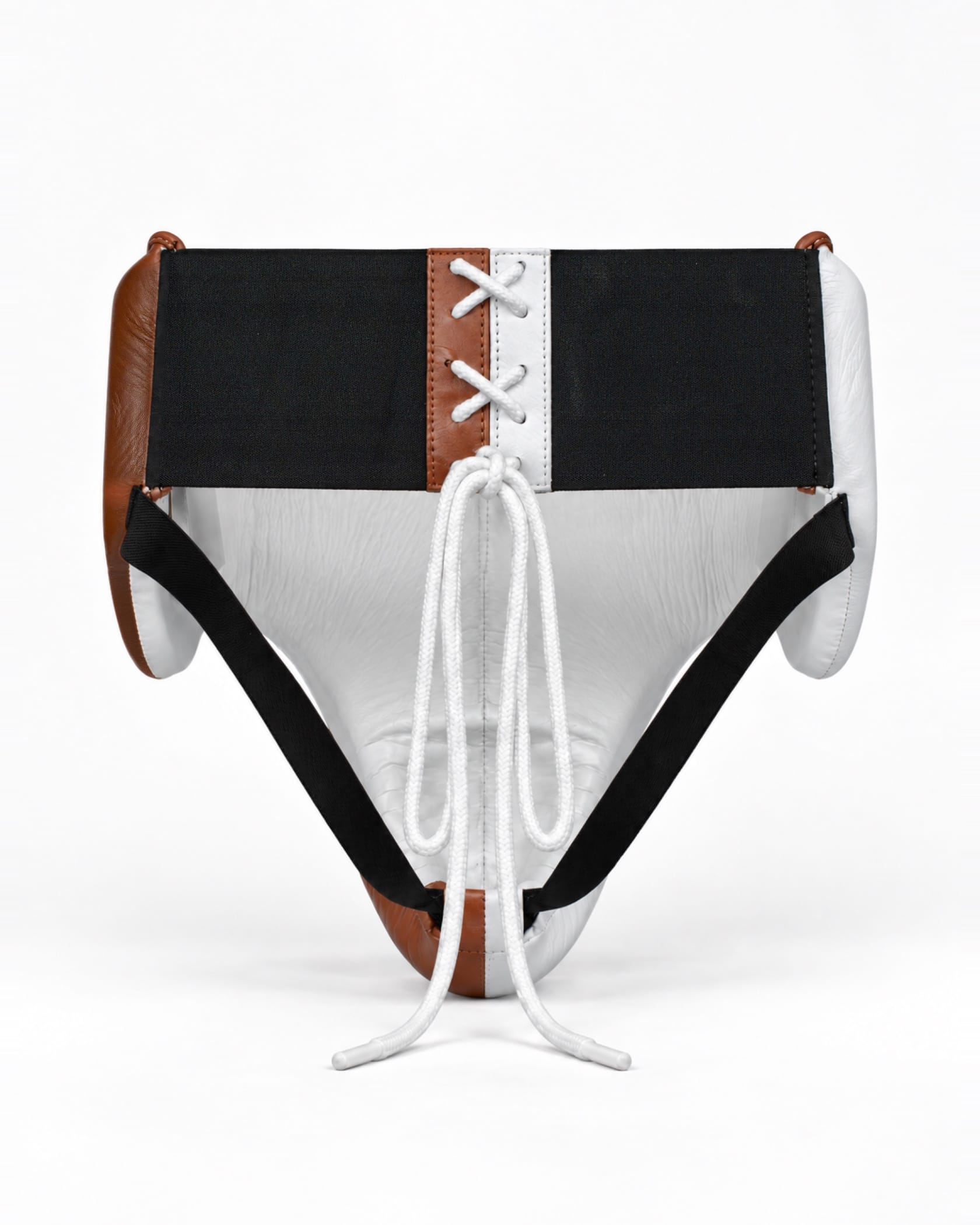 Caged Heritage Groin Guard - White/Vintage Brown