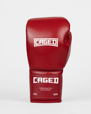 Caged 'X' Series Boxing Gloves Laced - Burgundy/White