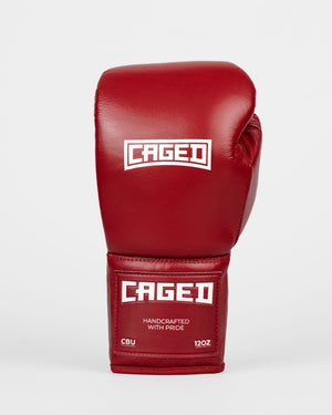 Caged 'X' Series Boxing Gloves Laced - Burgundy/White