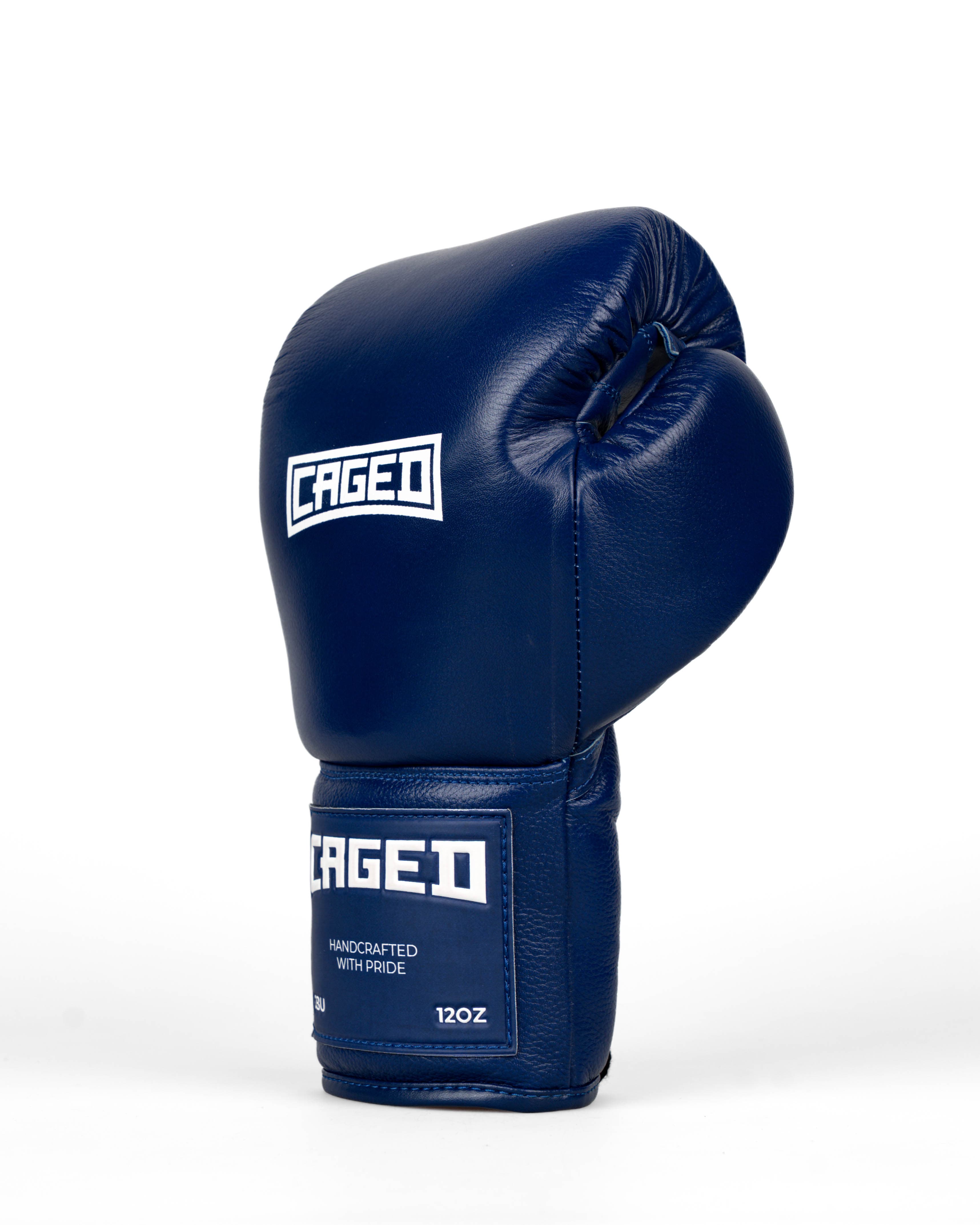 Caged 'X' Series Boxing Gloves Laced - Navy Blue/White