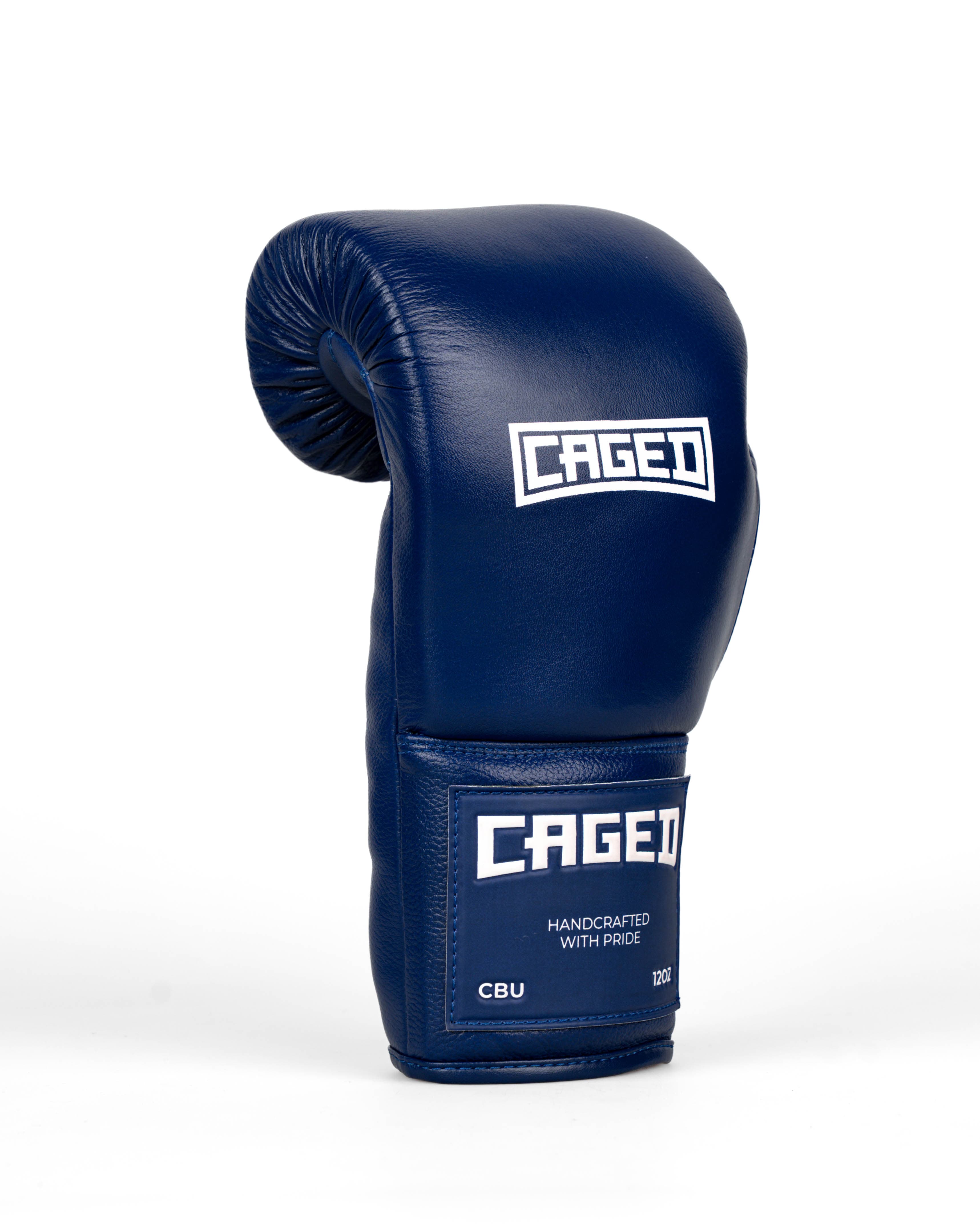 Caged 'X' Series Boxing Gloves Laced - Navy Blue/White