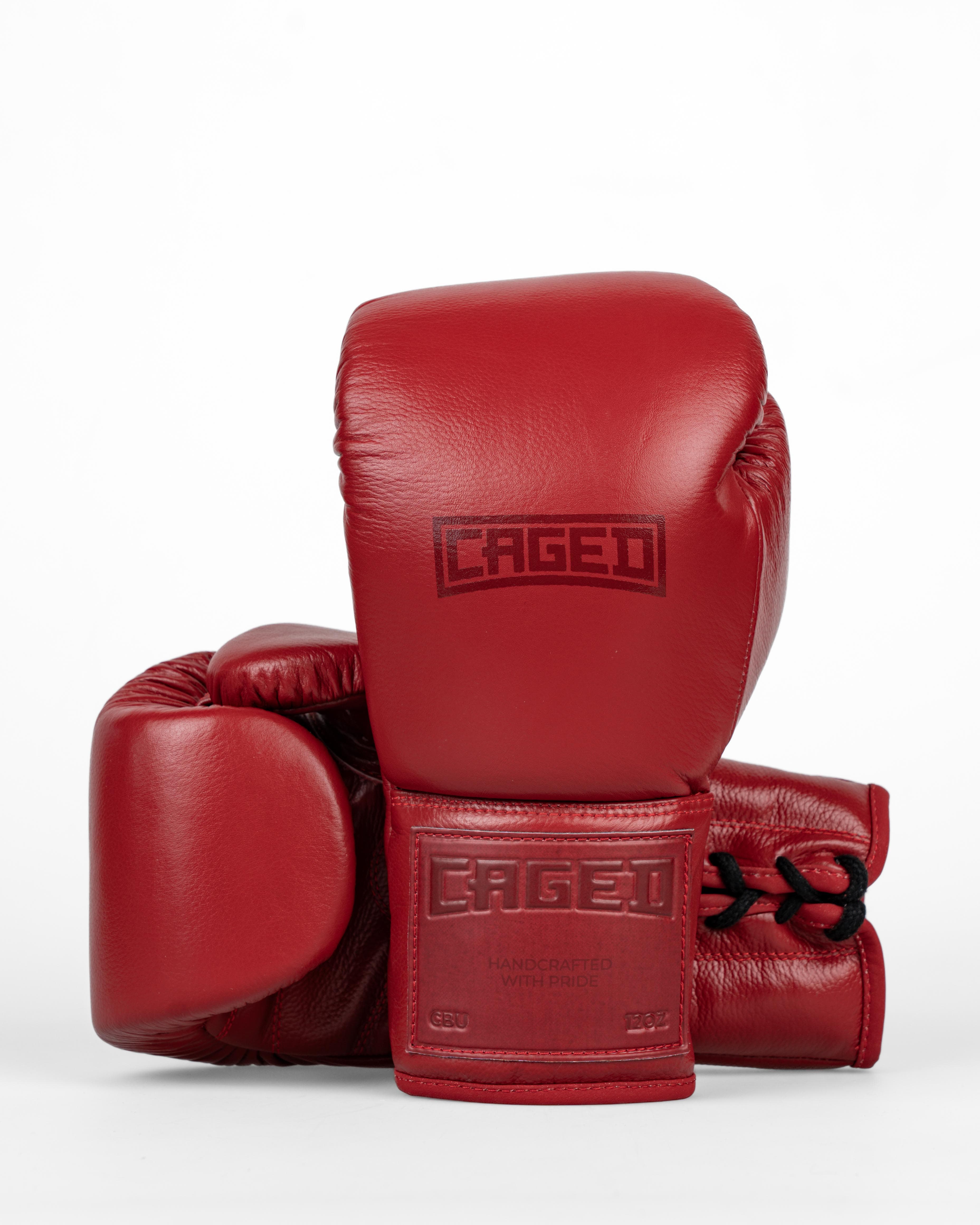 Caged 'X' Series Boxing Gloves Laced - Burgundy