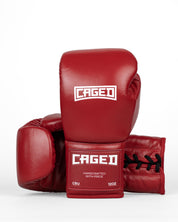 Caged 'X' Series Boxing Gloves Laced - Burgundy/White