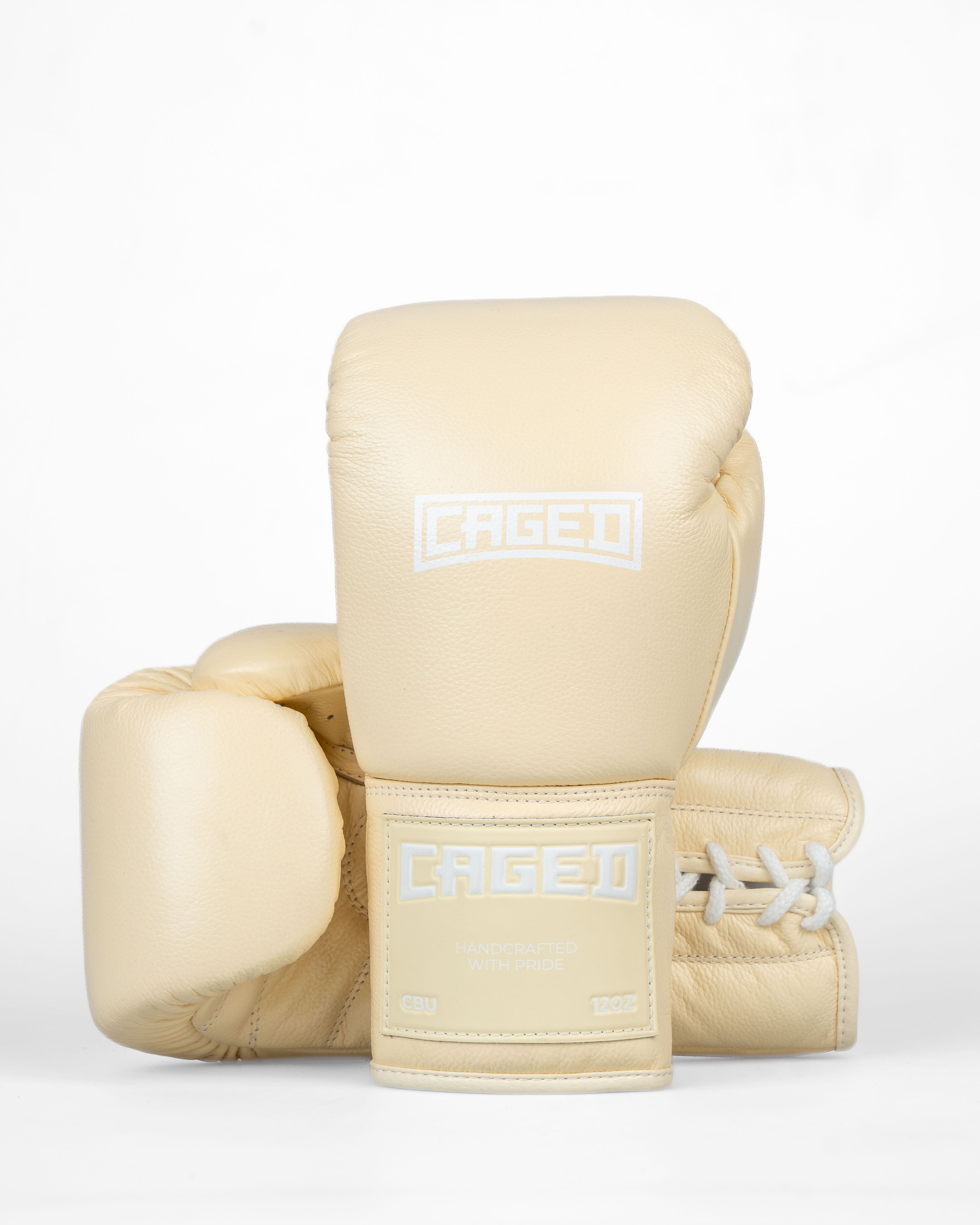 Caged 'X' Series Boxing Gloves Laced - Cream White
